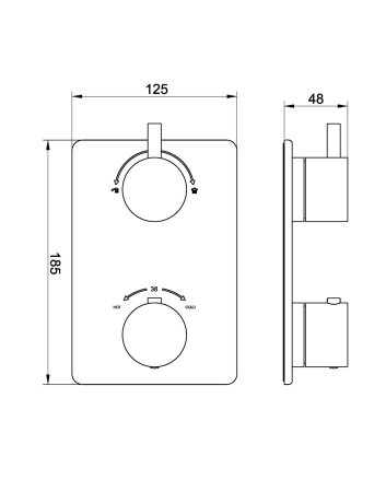 Caral afbouwdeel inbouwthermostaat 2 weg geborsteld koper