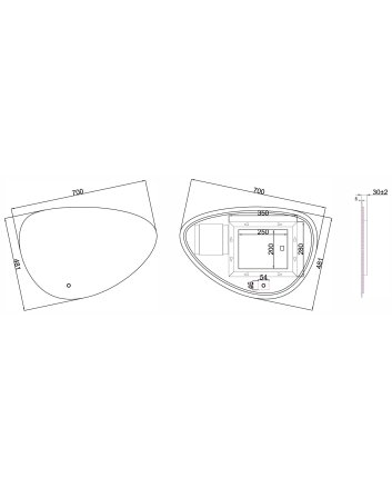 Uovo spiegel ovaal met LED, dimbaar en spiegelverwarming 70 cm