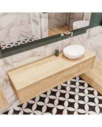 Mondiaz Lush 150 badmeubel washed oak 1 lades Barco rechts geen kraangat