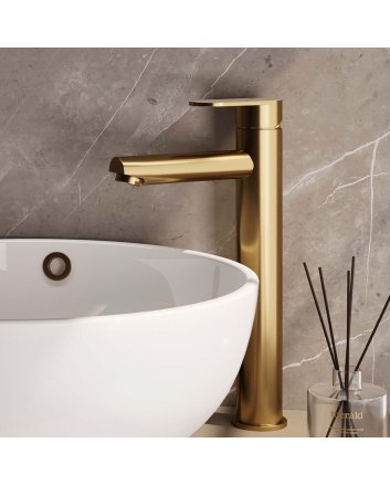 BRAUER Gold Edition verhoogde opbouw wastafelmengkraan model C goud geborsteld PVD