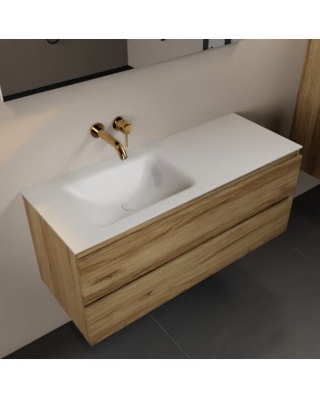 Mondiaz Aivy 120cm badmeubel Chai, wastafel Talc solid surface links zonder kraangat
