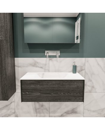 Mondiaz Lush 80 badmeubel antracite 1 lade wastafel Cloud midden geen kraangat