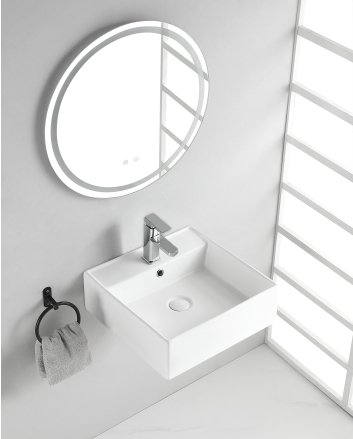 Larx waskom vierkant 41 x 41 x 15 cm keramiek glans wit