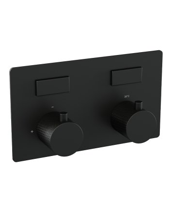 BRAUER Black Carving 2-weg inbouwthermostaat met drukknoppen met in- en afbouwdelen mat zwart