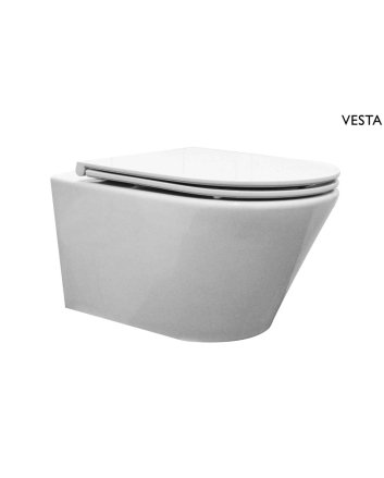 Vesta wandcloset met Flatline toiletzitting softclose en quick release glans wit