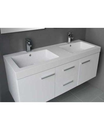 Sani DeLuxe BM badmeubelset met aluminium greep 131 Hoogglans Wit zonder spiegel