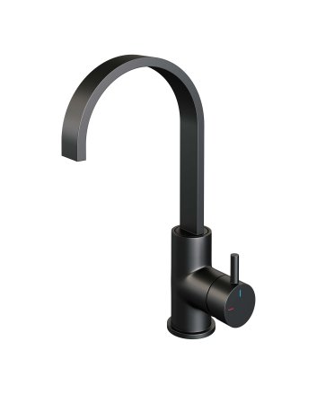 BRAUER Black Edition hoge opbouw wastafelmengkraan met draaibare platte uitloop model B mat zwart
