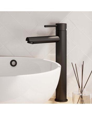 BRAUER Black Carving verhoogde opbouw wastafelmengkraan model A mat zwart