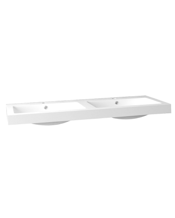 Sani DeLuxe Wastafel BM Mineraalmarmer 120 dubbele wasbak, met twee kraangaten
