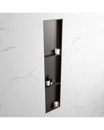 Mondiaz Easy Nis 149,5x29,5cm in solid surface kleur DarkGrey | DarkGrey. 3 vakken  geschikt voor in- of opbouw