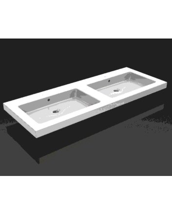 Wiesbaden Kera wastafel dubbel zonder kraangat 120x46x5 cm keramiek glans wit