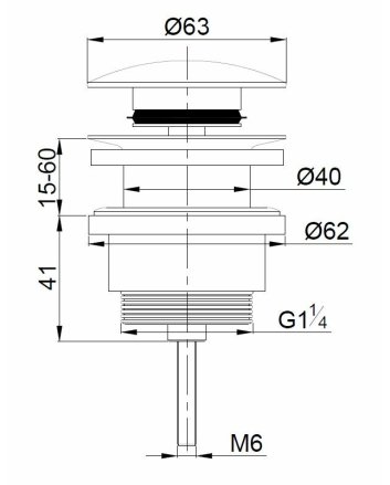 UniMatch clickwaste afvoerplug 5/4" glans wit