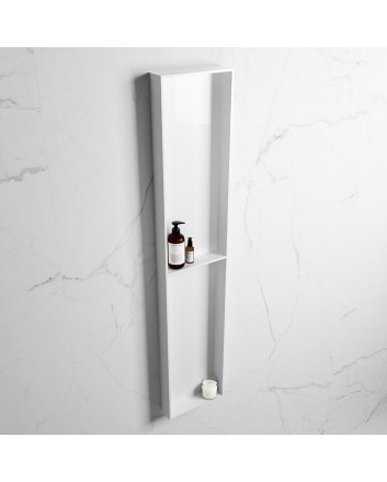 Mondiaz Easy Nis 89,5x29,5cm in solid surface kleur Talc | Talc. 2 vakken geschikt voor in- of opbouw