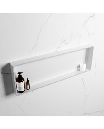 Mondiaz Easy Nis 89,5x29,5cm in solid surface kleur Clay | Talc. 1 vak  geschikt voor in- of opbouw