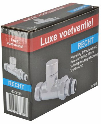 Luxe regeltee 1/2" x 15 mm (M22) knel, recht, chroom