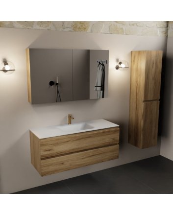 Mondiaz Aivy 120cm badmeubel Chai, wastafel Talc solid surface midden 1 kraangat met spiegelkast