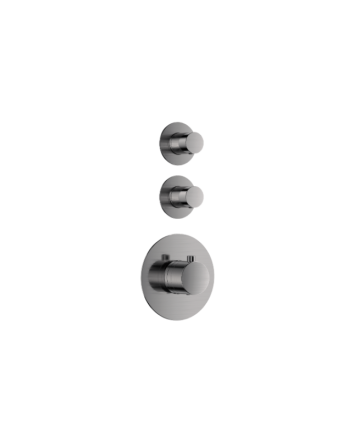 Sani DeLuxe Doucheset inbouw deluxe met box thermostaat, muurbevestiging / douchekop 25 cm rond Gun Metal