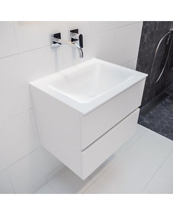 Mondiaz Vica 60cm badmeubel talc 2 lades wastafel Cloud midden zonder kraangat