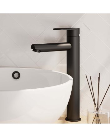 BRAUER Black Edition verhoogde opbouw wastafelmengkraan model C mat zwart