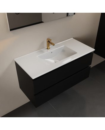 Mondiaz Aivy 100cm badmeubel Urban, wastafel glanzend wit keramiek midden 1 kraangat