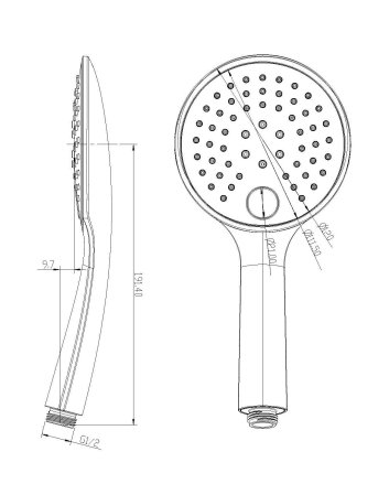 Unimatch glijstangset compleet met handdouche 3 standen Ø 12 cm chroom