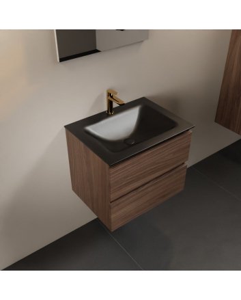 Mondiaz Aivy 60cm badmeubel Mocha, wastafel Urban solid surface midden 1 kraangat