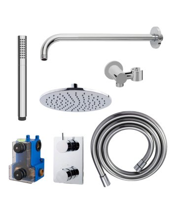 Caral inbouwthermostaat compleet met hoofddouche 25 cm en staafhanddouche chroom