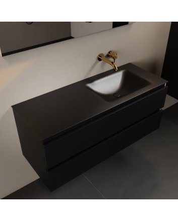 Mondiaz Aivy 120cm badmeubel Urban, wastafel Urban solid surface rechts zonder kraangat met spiegel