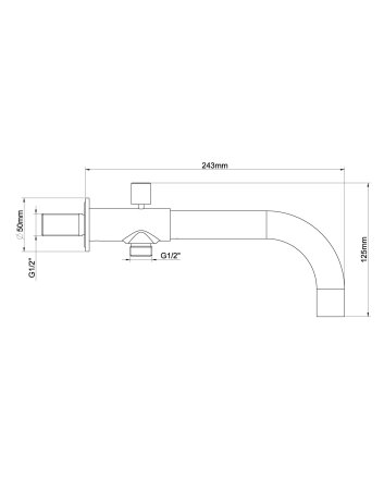 inbouw-baduitloop met omstel rond 23cm mat zwart