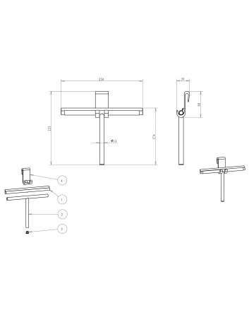 Alonzo raamwisser met flexibele glashaak geborsteld messing
