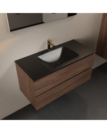 Mondiaz Aivy 100cm badmeubel Mocha, wastafel Urban solid surface midden 1 kraangat
