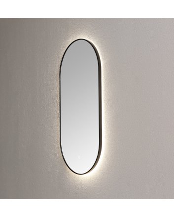 Sani DeLuxe Spiegel ambiance ovaal Mat Zwart met indirecte LED verlichting, 3 kleur instelbaar & dimbaar incl. spiegelverwarming