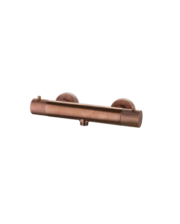 Sani DeLuxe Douchemengkraan opbouw thermostatisch rond Brons met geribbeld knop