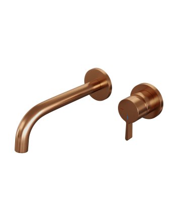 BRAUER Copper Edition inbouw wastafelmengkraan met gebogen uitloop en rozetten model E1 koper geborsteld PVD