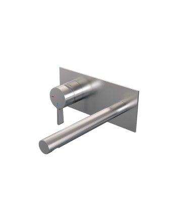BRAUER Brushed Edition inbouw wastafelmengkraan met rechte uitloop en afdekplaat model E2 RVS geborsteld PVD