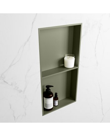 Mondiaz Easy Nis 59,5x29,5cm in solid surface kleur Army | Army. 2 vakken geschikt voor in- of opbouw