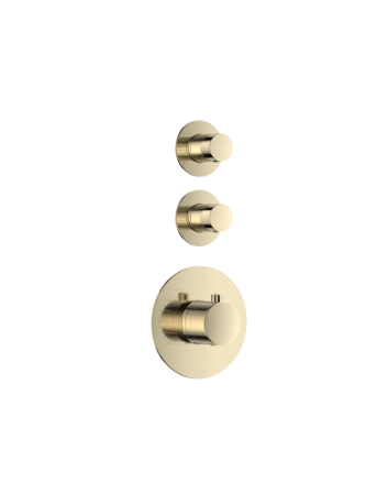 Sani DeLuxe Doucheset inbouw deluxe met box thermostaat, muurbevestiging / douchekop 25 cm rond Goud Geborsteld