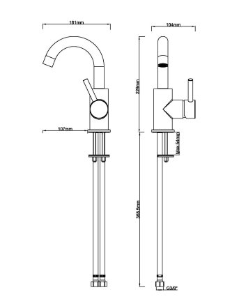 Caral opbouw wastafelkraan met draaibare uitloop geborsteld brons koper