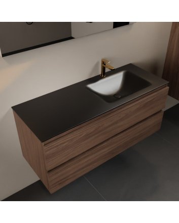 Mondiaz Aivy 120cm badmeubel Mocha, wastafel Urban solid surface rechts 1 kraangat