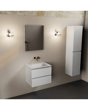 Mondiaz Aivy 60cm badmeubel Talc, wastafel Talc solid surface midden zonder kraangat