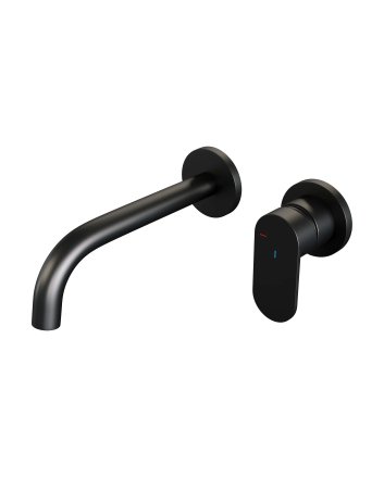 BRAUER Black Edition inbouw wastafelmengkraan met gebogen uitloop en rozetten model C1 mat zwart