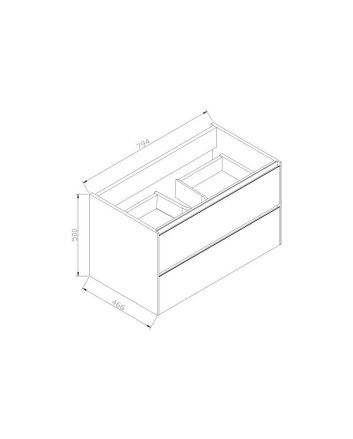 Sani DeLuxe Aktieset badmeubel PL greeploos 80 Light Wood zonder spiegel
