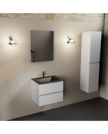 Mondiaz Aivy 60cm badmeubel Talc, wastafel Urban solid surface midden 1 kraangat