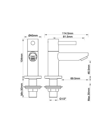 Amador fonteinkraan Kiwa 1/2'' chroom