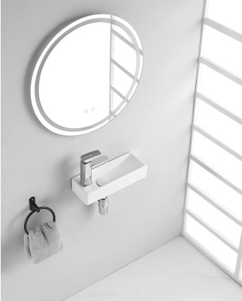 Trim mini fontein links 38 x 14 x 8 cm keramiek glans wit