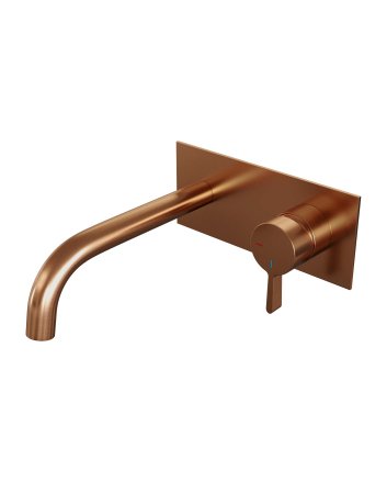 BRAUER Copper Edition inbouw wastafelmengkraan met gebogen uitloop en afdekplaat model E1 koper geborsteld PVD