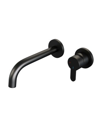 BRAUER Black Edition inbouw wastafelmengkraan met gebogen uitloop en rozetten model D1 mat zwart