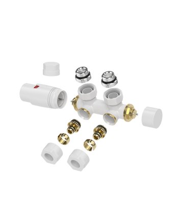 Riko Set thermostatisch onderblok, haaks links/rechts, glanzend wit