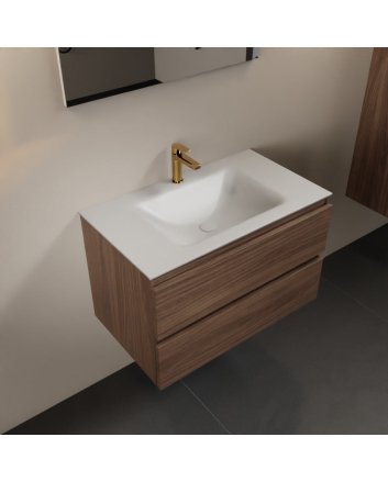 Mondiaz Aivy 80cm badmeubel Mocha, wastafel Talc solid surface midden 1 kraangat