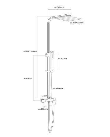 Twenty eco thermostatische regendoucheset opbouw vierkant chroom